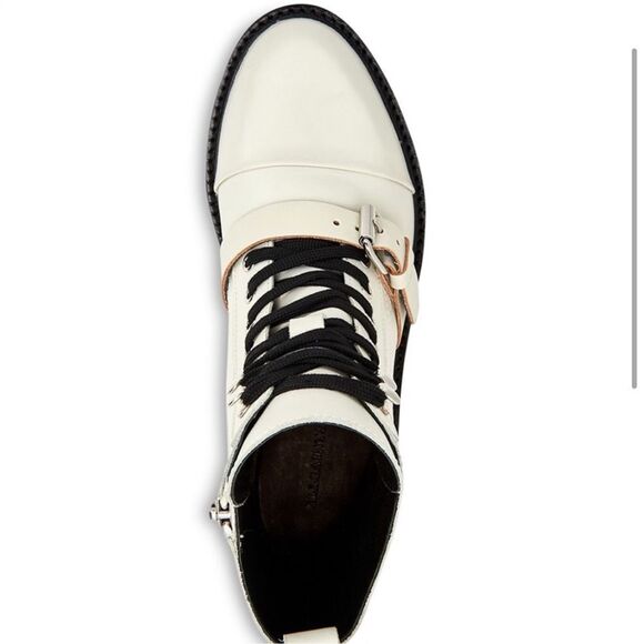 All Saints Donita Off White Leather Hiking Lace Up Combat Boots - Picture 6 of 16
